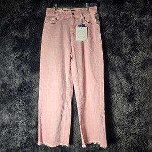DL1961 Hepburn High Rise Wide Leg Jeans Womens 28 Pink Raw Hem NWT $209 retail